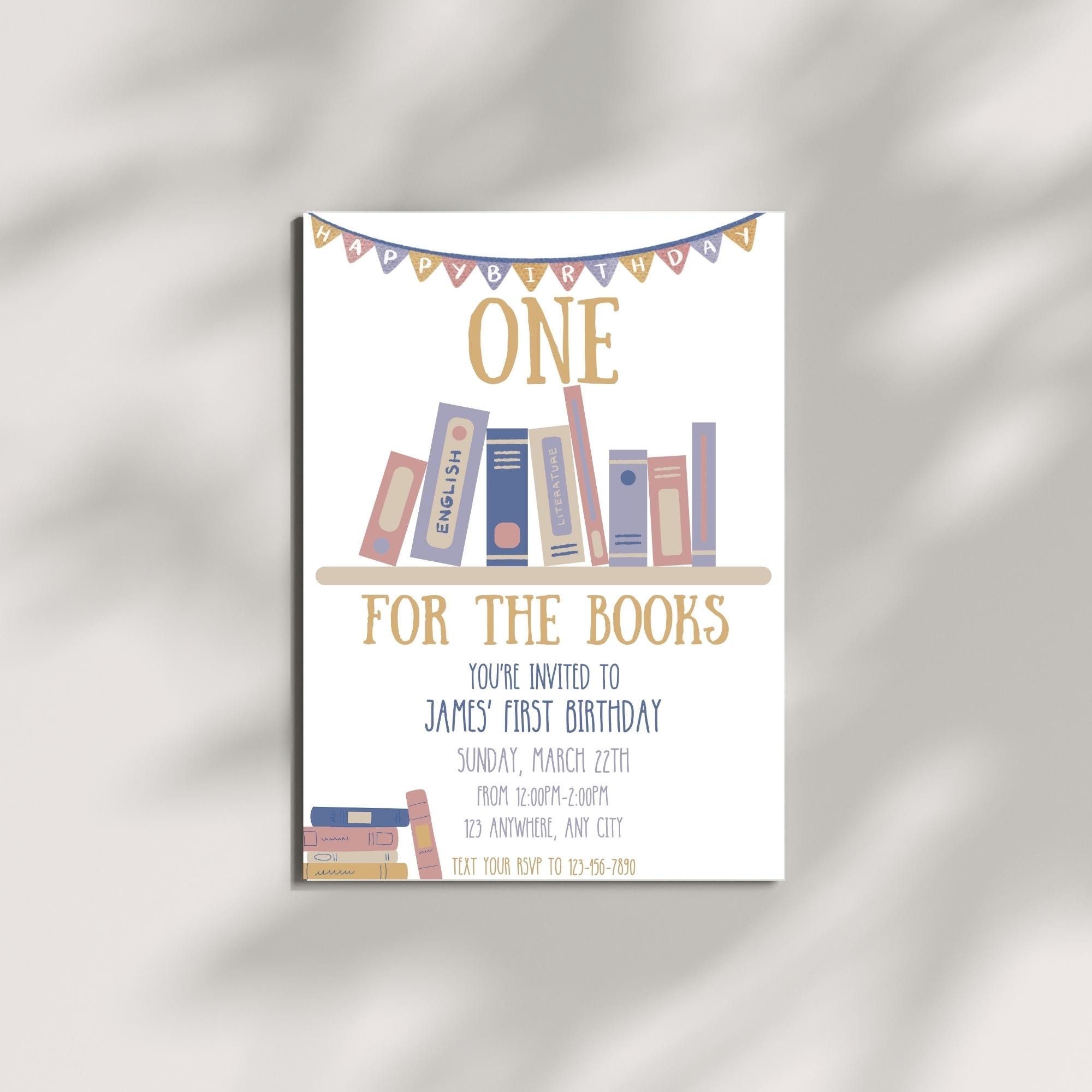 Book Theme Birthday Invitation Printable, Storybook Party Invite, One ...