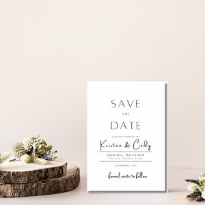 Minimalist Wedding Save the Date Card, Printable Wedding Invite, Save the Date, Instant Download, LF003