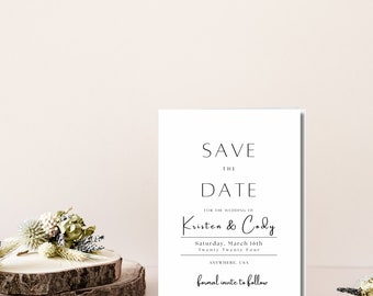 Minimalist Wedding Save the Date Card, Printable Wedding Invite, Save the Date, Instant Download, LF003