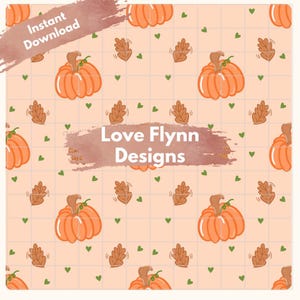Pumpkin Patch Fall Vibes, Seamless Pattern Design for Fall,Seamless Repeating File, Instant Download, PNG, Commercial Use Kids Fall File