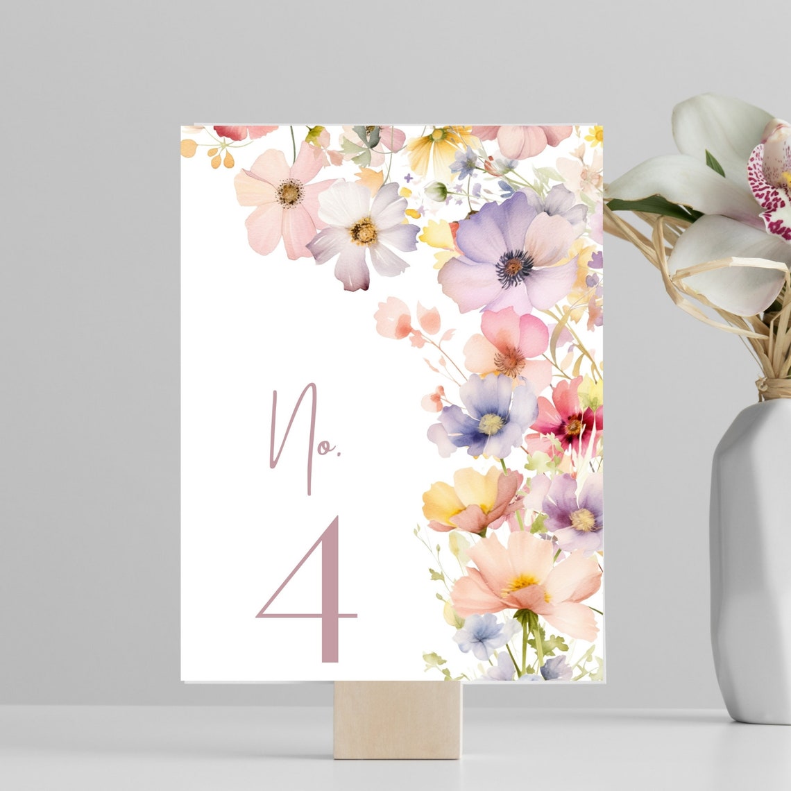 Wildflower Wedding Table Numbers: Floral Design (printable Canva ...