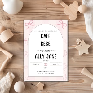 Cafe Bebe Baby Shower Invitation Editable Template Coffee Theme Printable Digital Download Cafe Babe Invitation Template Customizable LF031