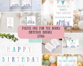 Pastel Book Birthday Party Bundle: Library Theme (Digital Download)
