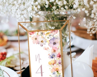 Wildflower Wedding Table Numbers, Floral Table Numbers, Printable Table Numbers, Reception Table Numbers, Edit with Canva 5x7 4x6 3x5 LF005