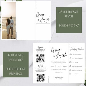 Minimalist Photo Wedding Invitation Template: Gatefold Design (Digital Download)