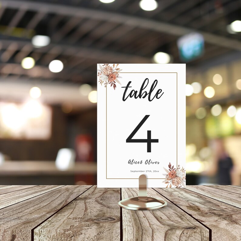 Números de mesa imprimibles boho, plantillas de números de mesa ...