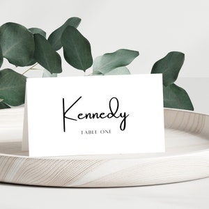 Minimalist Place Card Template, Flat + Folded, Printable Modern wedding Place Card, Editable Food Card, Instant Download, LF003