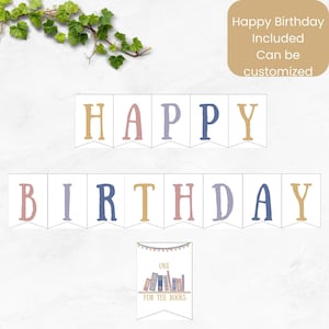 One for the Books First Birthday Banner Book Themed Birthday Party Decor Library Book Party Birthday Banner Customizable 1st Birthday LF012
