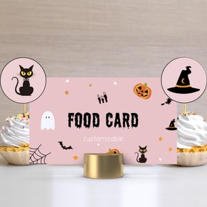Tarjeta de comida personalizable para baby shower Little Boo Is Due Pink, menú de fantasma rosa, baby shower, tarjeta de comida para baby shower de fantasma rosa de Halloween LF014