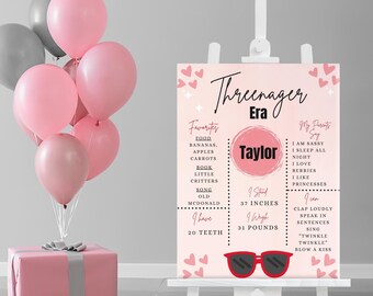 In My Threenager Era Funny Third Birthday Milestone Board Birthday Party for Third Birthday Girl Threenager Birthday Era Milestone Board