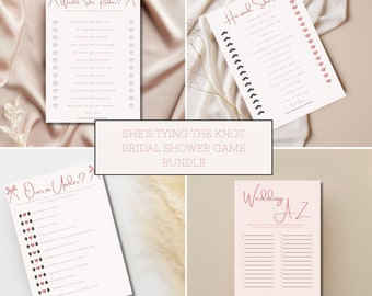 Pink Bow Bridal Shower Game Bundle (Printable)