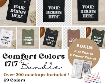 69X Comfort Colors 1717 Flatlay T-shirt Mockup Bundle, C1717 Flatlay Mockup Bundle, Folded Tee Mockup, Garment dyed Unisex t-shirt Mockup