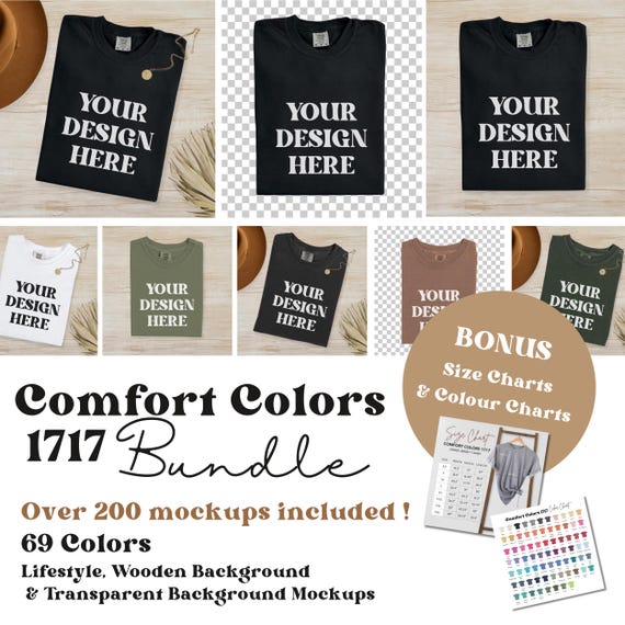 69X Comfort Colors 1717 Flatlay T-shirt Mockup Bundle, C1717 Flatlay Mockup Bundle, Folded Tee Mockup, Garment dyed Unisex t-shirt Mockup