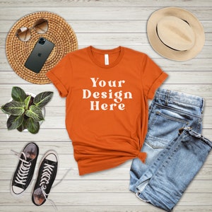 Bella Canvas Mockup | Bella canvas Autumn tshirt mockup | Bella Canvas 3001 Shirt Mock Up | POD Mockup | Flat Lay Mockup |Lifestyle Mockup