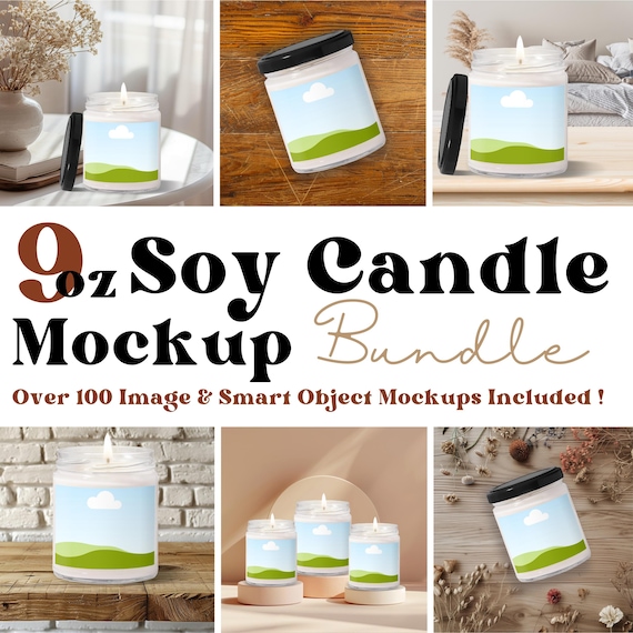 Printify 9oz Candle Mockup Bundle Smart Object Candle Mockups POD Candle Template Bundle Soy Candle Mockup Candle Jar Mockups scented candle