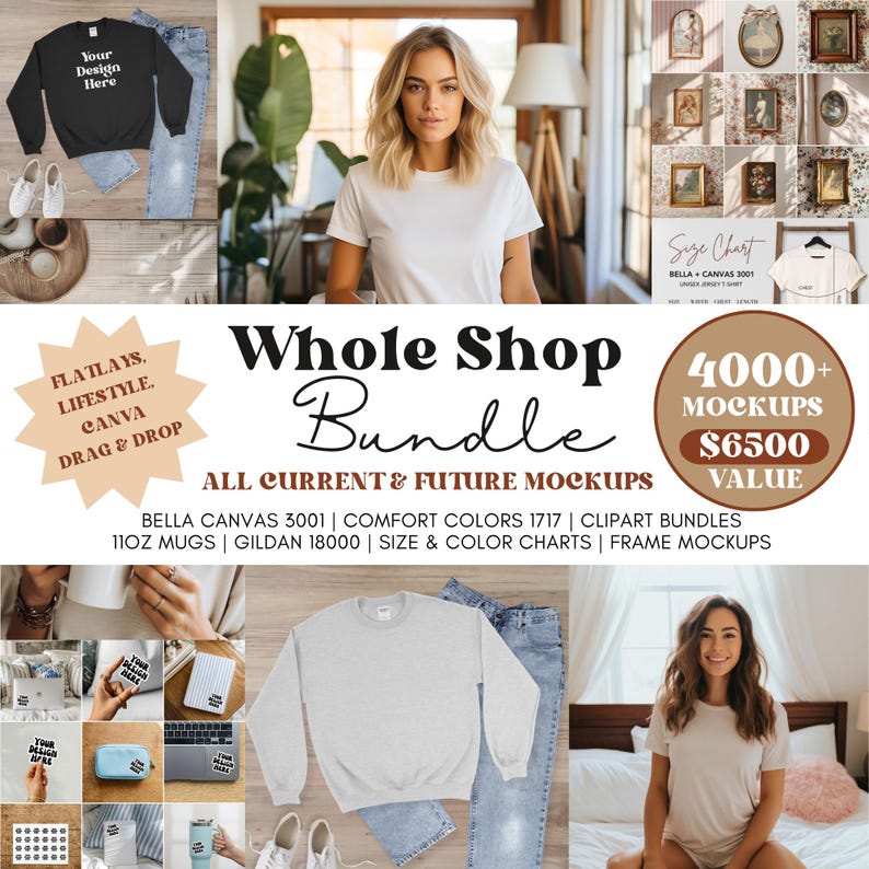 Gesamter Shop Mockup Bundle Gesamter Shop Bundle Vollzugang Shop Pass BC 3001 Comfort Farben 11 Unzen Becher Modell Canva ziehen und ablegen Bild 1
