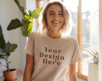 Maqueta de Bella Canvas 3001: Camiseta natural, diseñada con IA (Descarga digital)