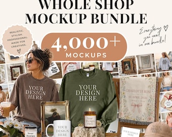 Whole Shop Mockup Bundle Entire Shop Bundle Full Access Shop Pass BC 3001 Comfort Colors 11oz Mug Model Canva Drag and Drop