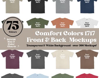 Comfort Colors 1717 T-Shirt Mockup Bundle: 75 Colors, Front & Back (Digital Download)