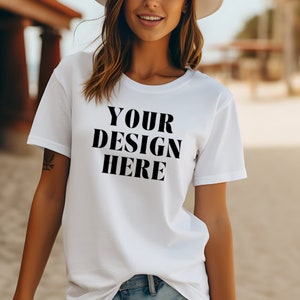 White Bella Canvas 3001 Mockup: AI-Styled T-Shirt (Digital Download, 96 DPI)