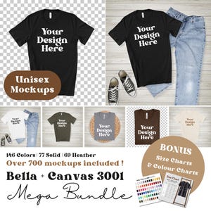 Bella Canvas 3001 Mockup Bundle: Unisex T-Shirt Flat Lay (Digital Download)