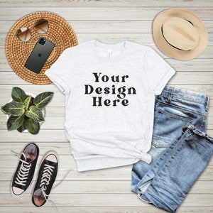 Bella Canvas Mockup | Bella canvas Ash tshirt mockup | Bella Canvas 3001 Shirt Mock Up | Spring Mockup | Flat Lay Mockup |Lifestyle Mockup