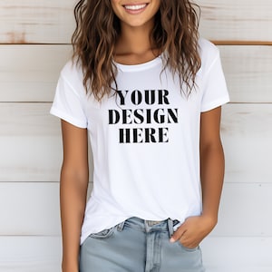 White Bella Canvas 3001 Mockup: AI-Styled T-Shirt (Digital Download, 96 DPI Resolution Images)