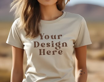 Maqueta de Bella Canvas 3001: Camiseta natural, diseñada con IA (Descarga digital)
