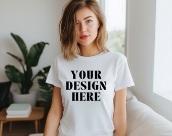 White Bella Canvas 3001 Mockup: AI-Styled T-Shirt (Digital Download)