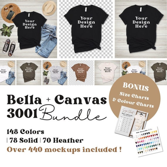 Bella Canvas 3001 Mockup Bundle 3001 TshirtsBundle Flatlay Mockup 148 Colors Lifestyle Mockup Trendy Shirt Mocks Boho Transparent Background