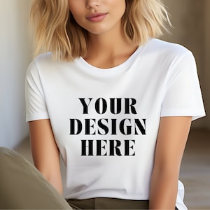 White Bella Canvas 3001 Mockup: AI-Styled T-Shirt (Digital Download)