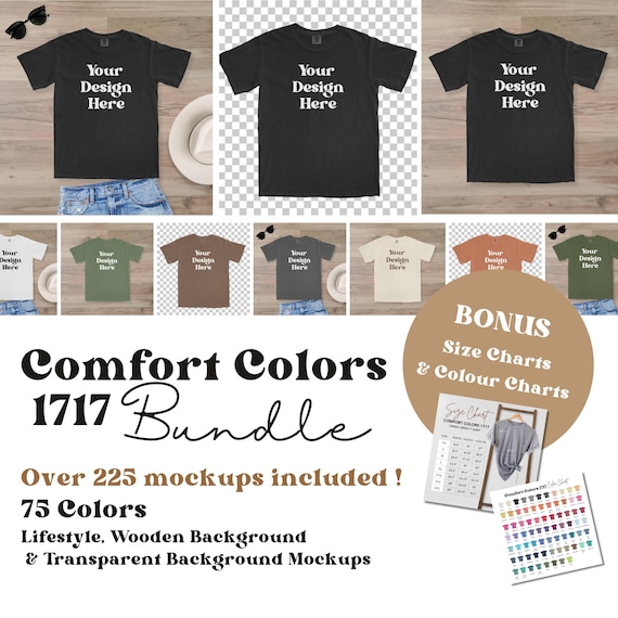 Comfort Colors 1717 Mockup Bundle: T-Shirt Mockups (Digital Download)