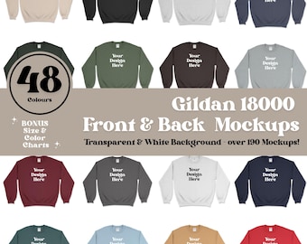 Gildan 18000 Mock Up Bundle Mockup Sweatshirt Bundle Gildan 18000 Crewneck Mockup Bundle Front and Back Mockups Bestseller Bundle 49 Colors