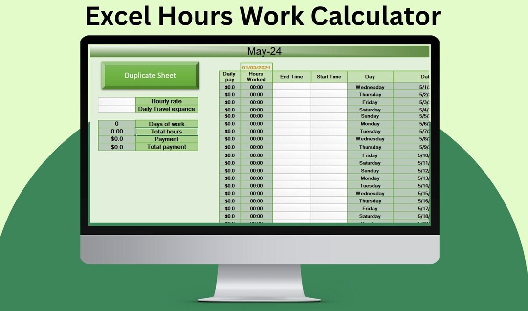 HOURS WORK CALCULATOR - Etsy
