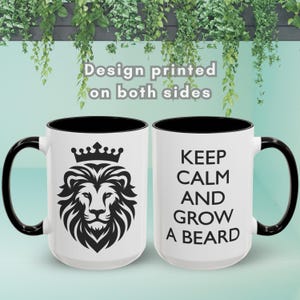 Taza divertida de regalo de los Testigos de Jehová para hermanos: "Mantén la calma y déjate crecer la barba". Taza de los Testigos de Jehová para ancianos y siervos ministeriales. Humor de los testigos de Jehová. Hermano barbudo.