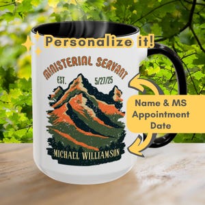 JW Ministerial Servant Gift Keepsake Coffee Mug for JW Brothers; Distressed Vintage Design; JW.org Kingdom Ministry School Appreciation Gift