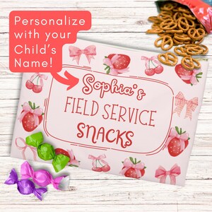 JW Kids Zipper Pouch; Cute Snacks Case Bag for Our Little Ones; Strawberries, Cherries, and Bows; Become Jehovah&#39;s Friend JW Convention gift