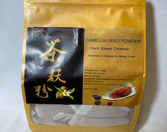 Proszek z łupin nasion kamelii, roślinny środek czyszczący, w formie proszku, do naczyń, owoców i pielęgnacji włosów