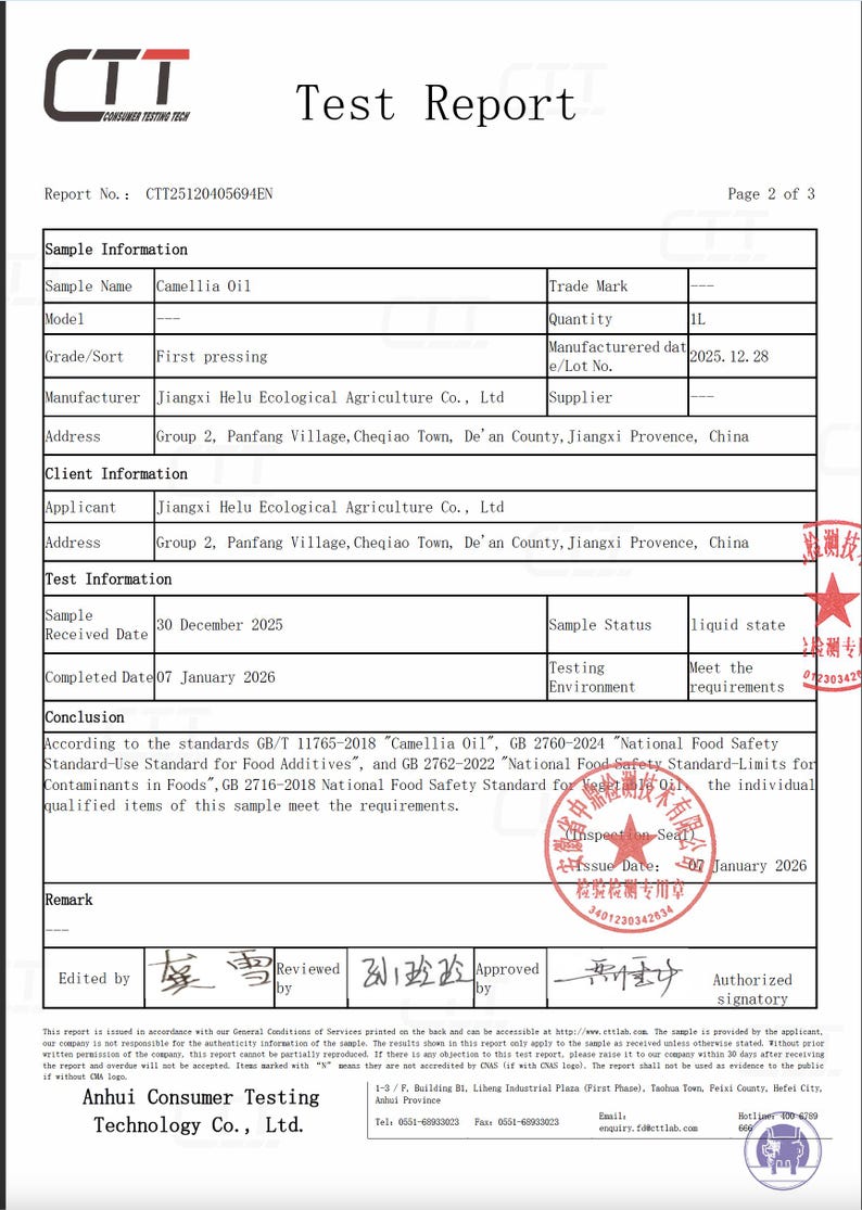 Cold Pressed Organic Camellia Seed Oil – He Lu Fang, Culinary Grade (34 oz-1000ml) image 13