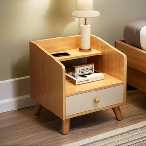 Handmade Minimalist Nightstand | 3 Styles | Oak Wood | Multiple Drawers | Unique