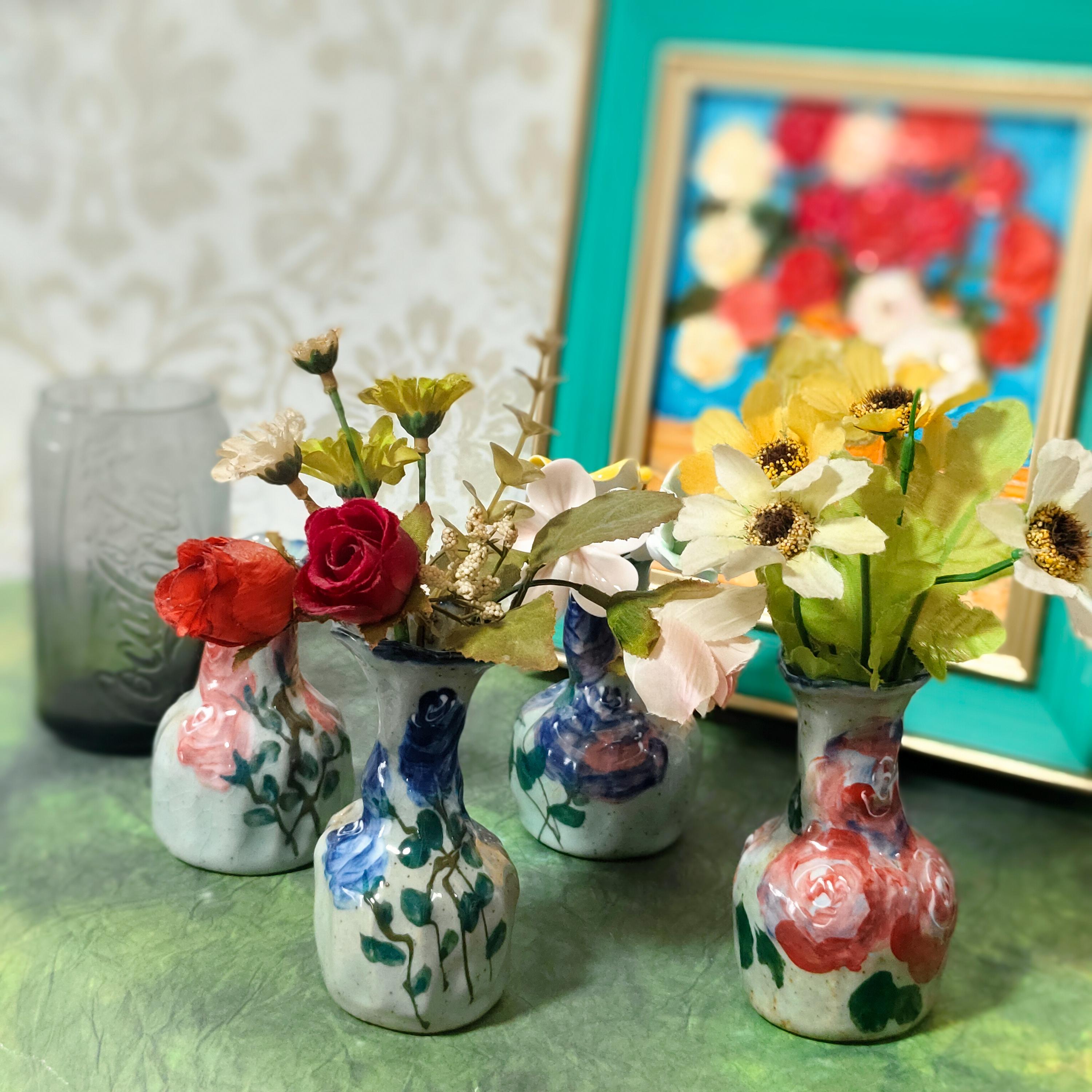 Handmade Ceramic Floral Vase: Textured Glaze, Minimalist Decor