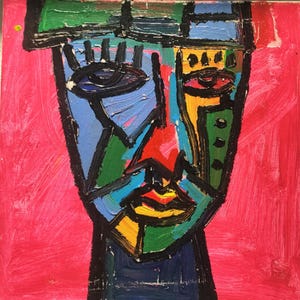 Hand Painted Abstract Man Oil Painting: Modern Portrait Art
