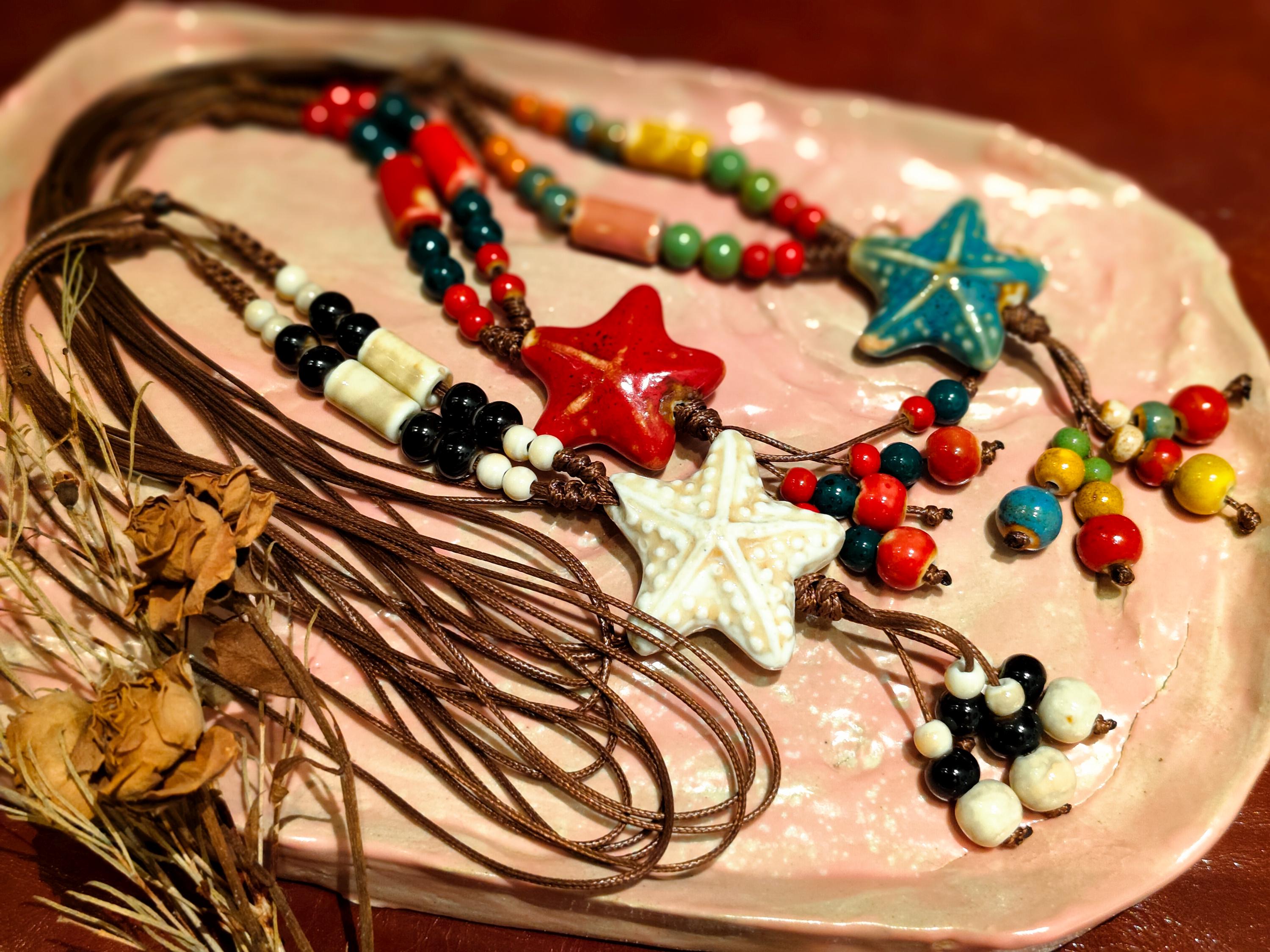 Collana Lunga Bohémien In Ceramica – Perline Colorate, Stile Hippie, Regalo Estivo Per Donna - 2