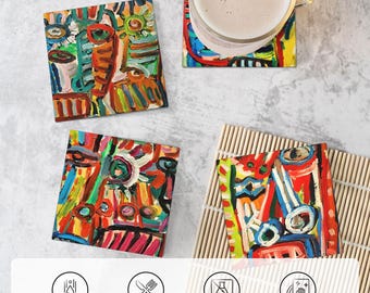Set di sottobicchieri artistici: sottobicchieri per bevande con dipinti di graffiti
