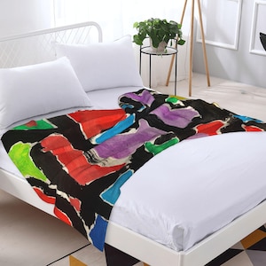 Cadeau pour une mère,Design original,Couverture verticale ultra douce toutes saisons en flanelle anti-boulochage | Camping/voyage/usage domestique |  Oeuvre d&#39;art imprimée