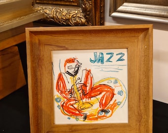 Pintura al óleo abstracta de Jazz Man, retrato moderno, regalo de inauguración de la casa
