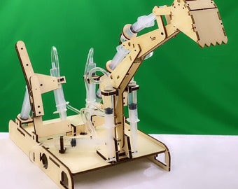 DIY Holz Hydraulische Bagger Modell Kit: STEM Wissenschaft Spielzeug
