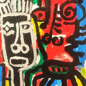 Abstract Man Art,Graffiti Wall Art，Modern room decor,Original art,Portrait art,Pop Art,Abstract face, Modern art,Art gift, Home decor