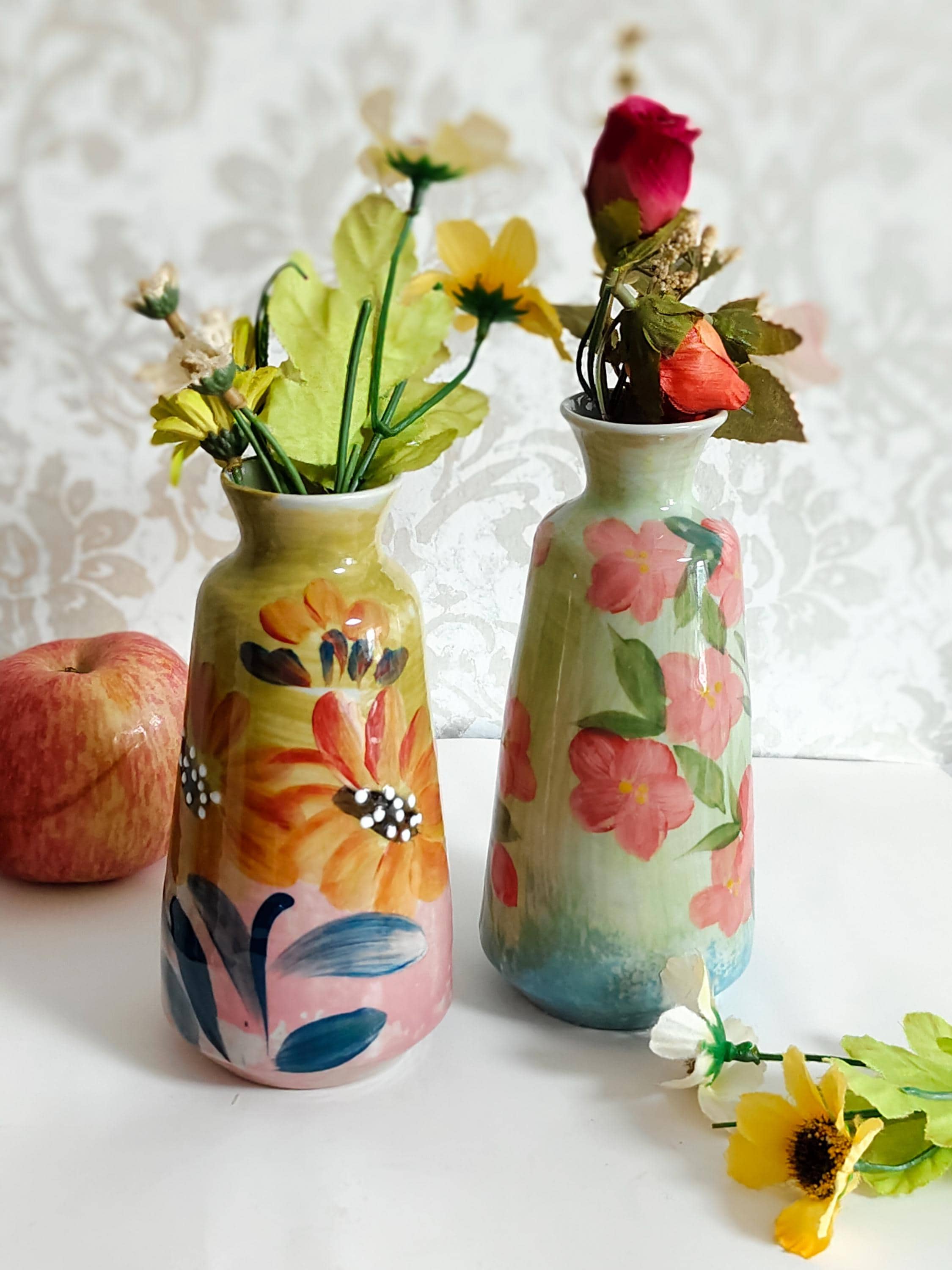 Handmade Ceramic Floral Vase: Textured Glaze Stoneware, Home Decor