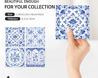 Set di sottobicchieri in ceramica con motivo floreale blu, decorazione per la casa in stile Chinoiserie, regalo per l'inaugurazione della casa.